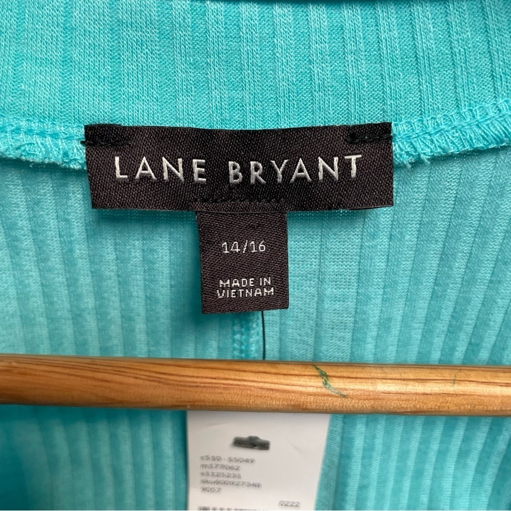 Lane Bryant Womens Long Cardigan Duster Overpiece Turquoise Ribbed Plus Sz 14/16 - Picture 4 of 6